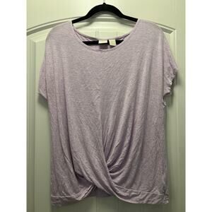 St Tropez Women’s Short Sleeve Soft Twisted Front Pullover Top‎ Size L Purple